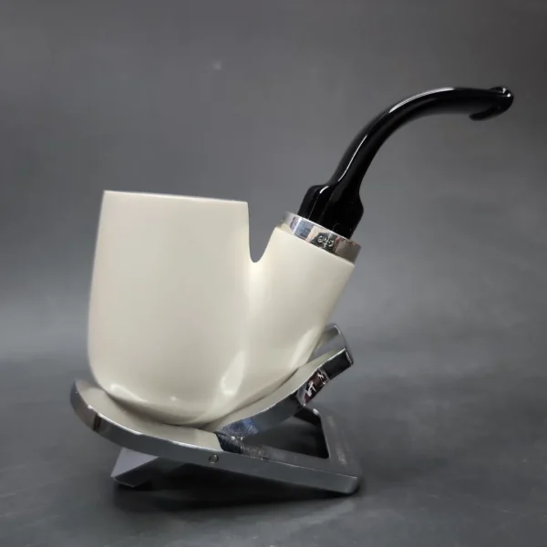 MBSD Meerschaum Silver Reverse Calabash Oom Paul Block Meerschaum Pipe - Image 3