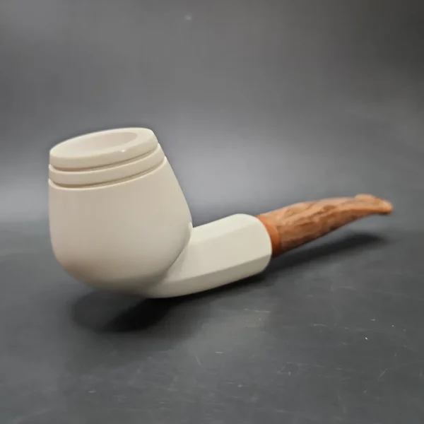 MBSD Meerschaum Deluxe Smooth Cutty Block Meerschaum Pipe, Briar-Mortise, 9mm - Image 3