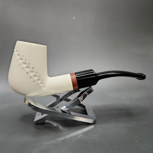 MBSD Meerschaum Deluxe Bent Brandy Block Meerschaum Pipe, Briar-Mortise - Image 3