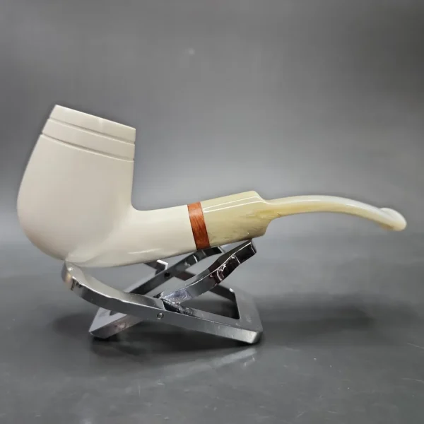 MBSD Meerschaum Deluxe Bent Brandy Block Meerschaum Pipe, Briar-Mortise - Image 3