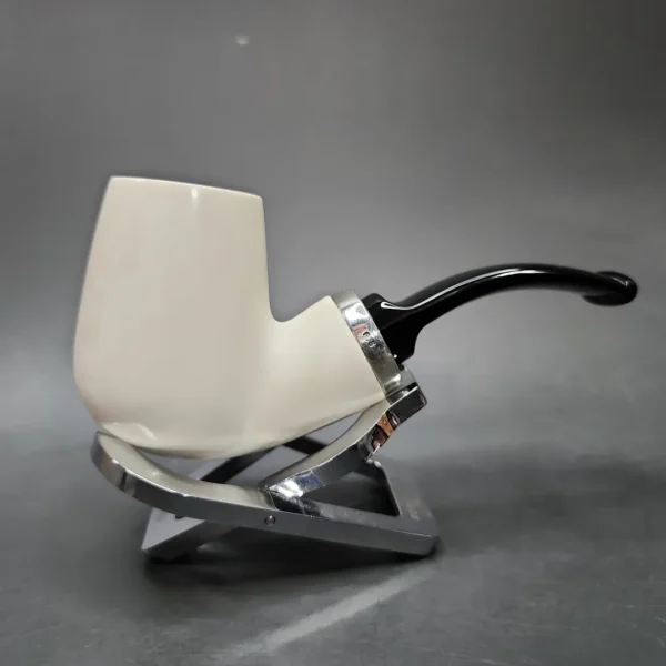 MBSD Meerschaum Silver Reverse Calabash Bent Brandy Block Meerschaum Pipe - Image 3