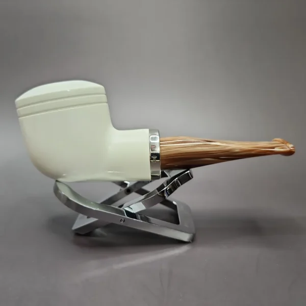 MBSD Meerschaum Silver Reverse Calabash Bullcap Block Meerschaum Pipe, New - Image 3