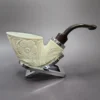MBSD Meerschaum Silver Reverse Calabash Floral Dublin Block Meerschaum Pipe, New - Image 3