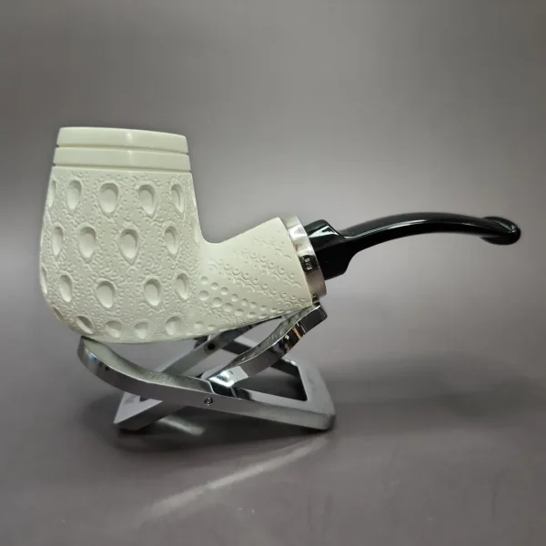 MBSD Meerschaum Silver Reverse Calabash Lattice Brandy Block Meerschaum Pipe, New - Image 3