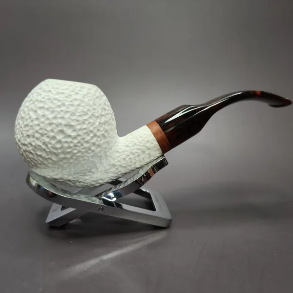 MBSD Meerschaum Deluxe Bent Ball Block Meerschaum Pipe, Briar-Mortise, 9mm - Image 3
