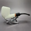 MBSD Meerschaum Deluxe Bent Pear Block Meerschaum Pipe, Briar-Mortise, 9mm - Image 3