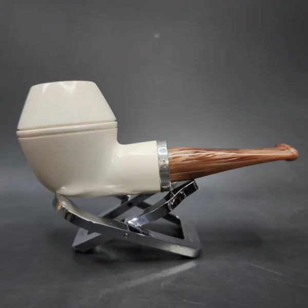 MBSD Meerschaum Silver Reverse Calabash Rhodesian Block Meerschaum Pipe - Image 3