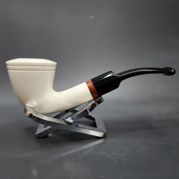 MBSD Meerschaum Deluxe Bent Dublin Block Meerschaum Pipe, Briar-Mortise - Image 3