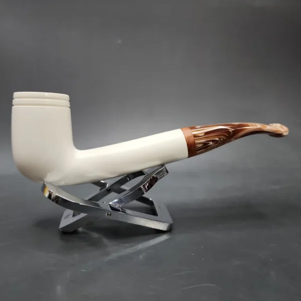 MBSD Meerschaum Deluxe Liverpool Block Meerschaum Pipe, Briar-Mortise - Image 4