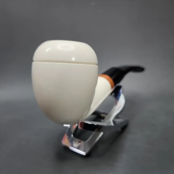 MBSD Meerschaum Deluxe Pear Block Meerschaum Pipe, Briar-Mortise, 9mm - Image 4