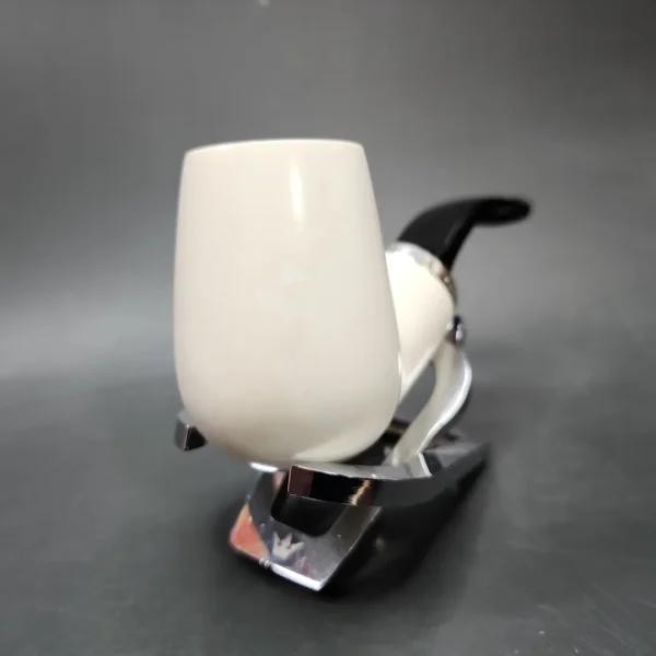 MBSD Meerschaum Silver Reverse Calabash Bent Brandy Block Meerschaum Pipe - Image 4