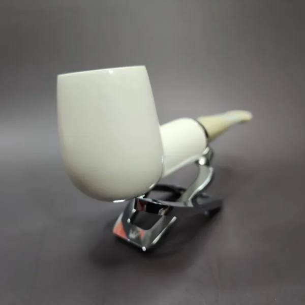 MBSD Meerschaum Silver Reverse Calabash Billiard Block Meerschaum Pipe, New - Image 4