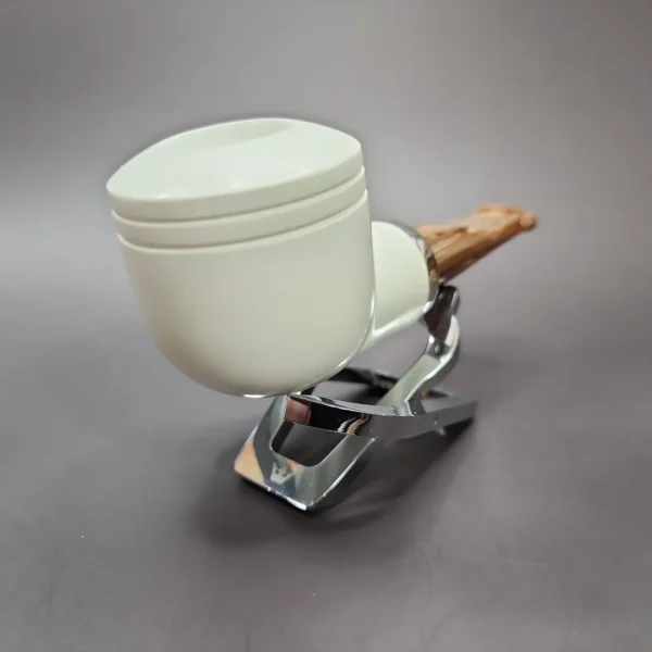 MBSD Meerschaum Silver Reverse Calabash Bullcap Block Meerschaum Pipe, New - Image 4