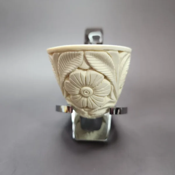 MBSD Meerschaum Silver Reverse Calabash Floral Dublin Block Meerschaum Pipe, New - Image 4