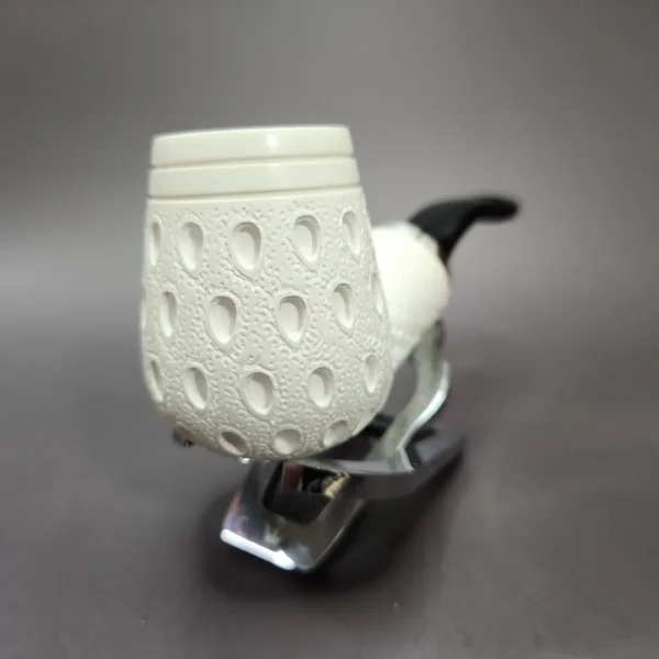 MBSD Meerschaum Silver Reverse Calabash Lattice Brandy Block Meerschaum Pipe, New - Image 4