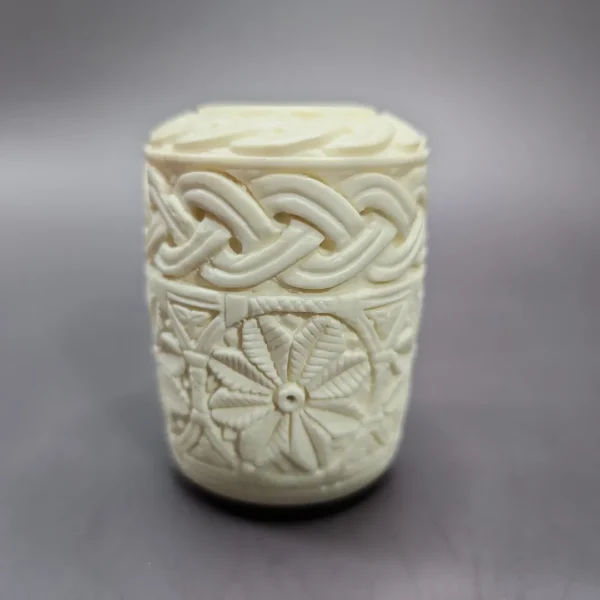 MBSD Meerschaum Deluxe Floral Poker Block Meerschaum Pipe, Briar-Mortise, 9mm - Image 4