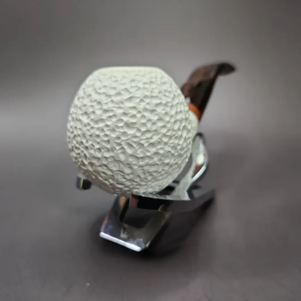MBSD Meerschaum Deluxe Bent Ball Block Meerschaum Pipe, Briar-Mortise, 9mm - Image 4