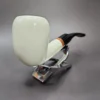 MBSD Meerschaum Deluxe Bent Pear Block Meerschaum Pipe, Briar-Mortise, 9mm - Image 4