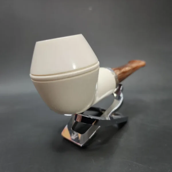 MBSD Meerschaum Silver Reverse Calabash Rhodesian Block Meerschaum Pipe - Image 4