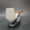 MBSD Meerschaum Deluxe Bent Billiard Block Meerschaum Pipe, Briar-Mortise - Image 4
