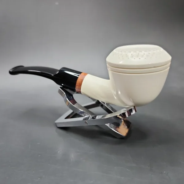 MBSD Meerschaum Deluxe Rhodesian Block Meerschaum Pipe, Briar-Mortise - Image 5