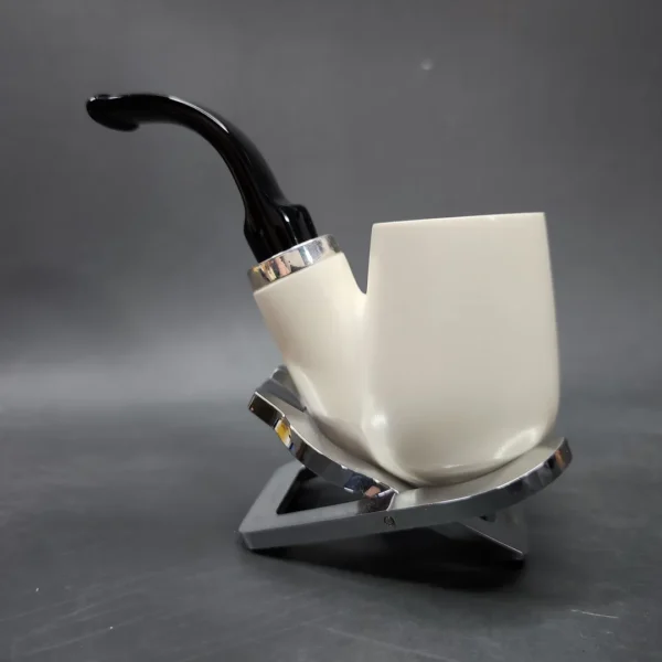 MBSD Meerschaum Silver Reverse Calabash Oom Paul Block Meerschaum Pipe - Image 5