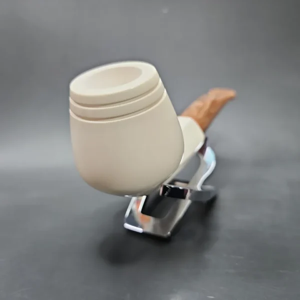 MBSD Meerschaum Deluxe Smooth Cutty Block Meerschaum Pipe, Briar-Mortise, 9mm - Image 5
