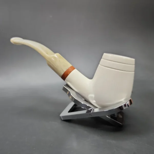 MBSD Meerschaum Deluxe Bent Brandy Block Meerschaum Pipe, Briar-Mortise - Image 5
