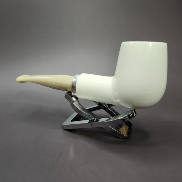 MBSD Meerschaum Silver Reverse Calabash Billiard Block Meerschaum Pipe, New - Image 5