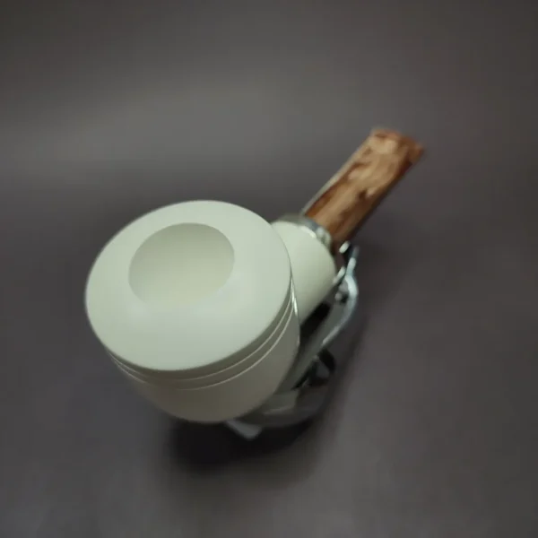 MBSD Meerschaum Silver Reverse Calabash Bullcap Block Meerschaum Pipe, New - Image 5
