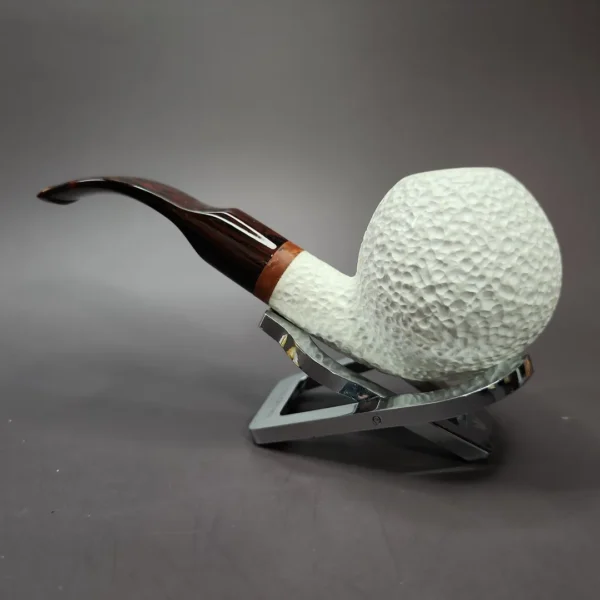 MBSD Meerschaum Deluxe Bent Ball Block Meerschaum Pipe, Briar-Mortise, 9mm - Image 5