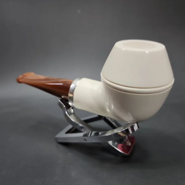 MBSD Meerschaum Silver Reverse Calabash Rhodesian Block Meerschaum Pipe - Image 5