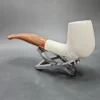 MBSD Meerschaum Deluxe Bent Billiard Block Meerschaum Pipe, Briar-Mortise - Image 5