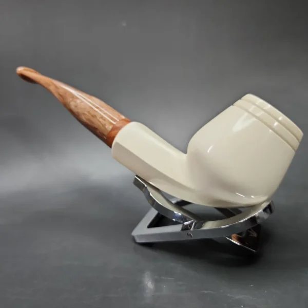 MBSD Meerschaum Deluxe Smooth Cutty Block Meerschaum Pipe, Briar-Mortise, 9mm - Image 6