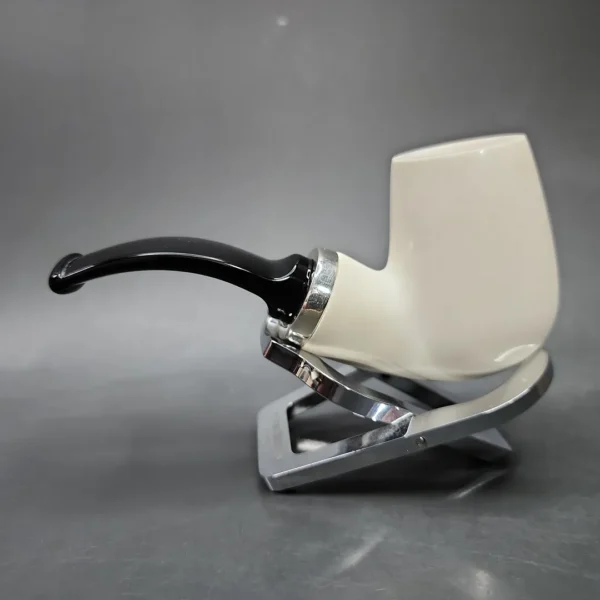 MBSD Meerschaum Silver Reverse Calabash Bent Brandy Block Meerschaum Pipe - Image 6