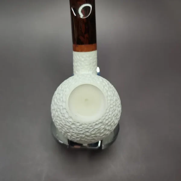 MBSD Meerschaum Deluxe Bent Ball Block Meerschaum Pipe, Briar-Mortise, 9mm - Image 6