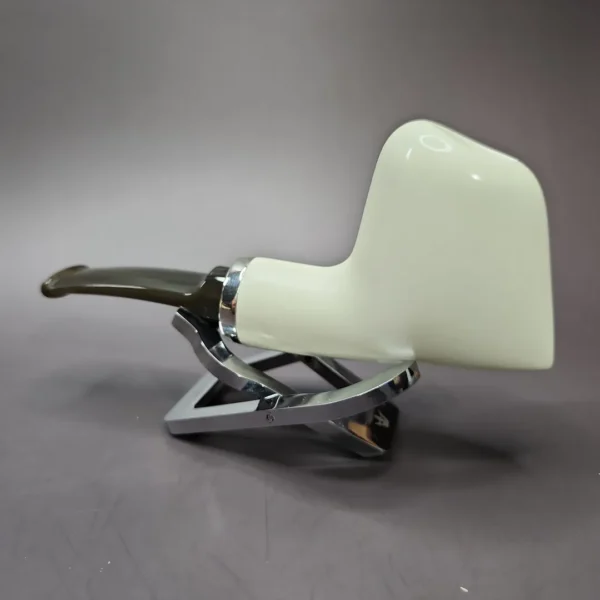 MBSD Meerschaum Silver Reverse Calabash Skater Block Meerschaum Pipe, New - Image 6