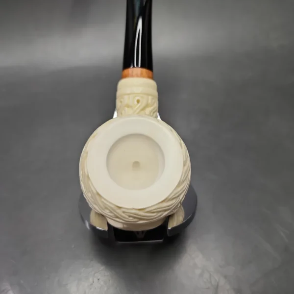 MBSD Meerschaum Deluxe Freemason Apple Block Meerschaum Pipe, Briar-Mortise, 9mm - Image 7