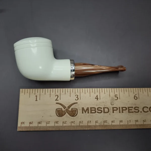 MBSD Meerschaum Silver Reverse Calabash Bullcap Block Meerschaum Pipe, New - Image 7