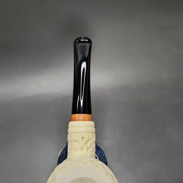 MBSD Meerschaum Deluxe Freemason Apple Block Meerschaum Pipe, Briar-Mortise, 9mm - Image 8
