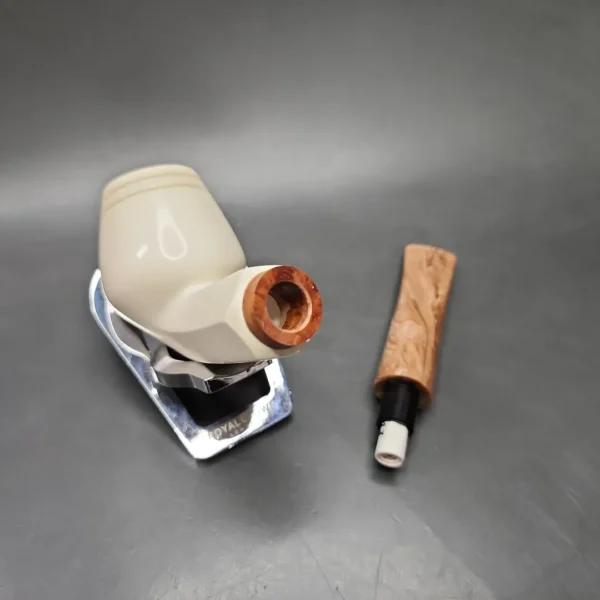 MBSD Meerschaum Deluxe Smooth Cutty Block Meerschaum Pipe, Briar-Mortise, 9mm - Image 8