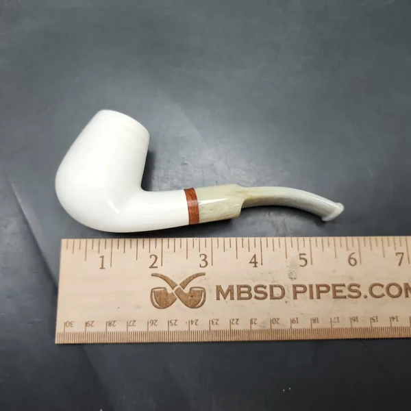 MBSD Meerschaum Deluxe Bent Brandy Block Meerschaum Pipe, Briar-Mortise - Image 8