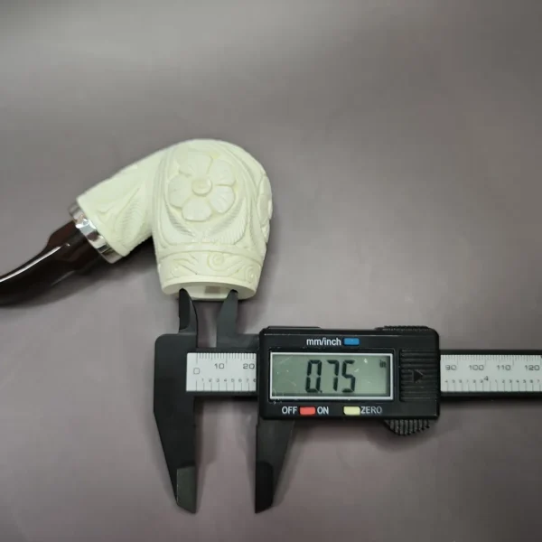 MBSD Meerschaum Silver Reverse Calabash Floral Brandy Block Meerschaum Pipe, New - Image 8