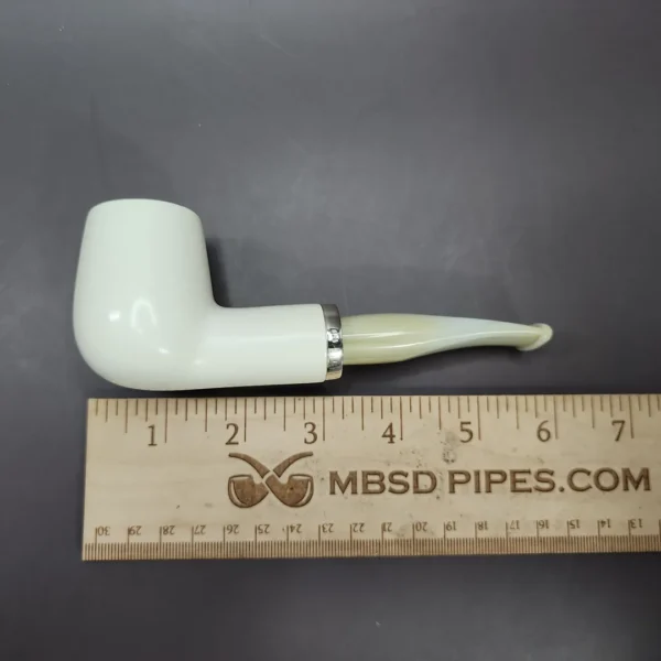 MBSD Meerschaum Silver Reverse Calabash Billiard Block Meerschaum Pipe, New - Image 8