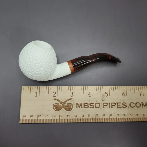 MBSD Meerschaum Deluxe Bent Ball Block Meerschaum Pipe, Briar-Mortise, 9mm - Image 8