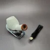 MBSD Meerschaum Deluxe Rusticated Apple Block Meerschaum Pipe, Briar-Mortise, 9mm - Image 8