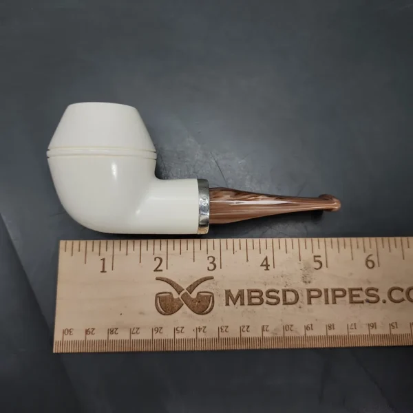 MBSD Meerschaum Silver Reverse Calabash Rhodesian Block Meerschaum Pipe - Image 8