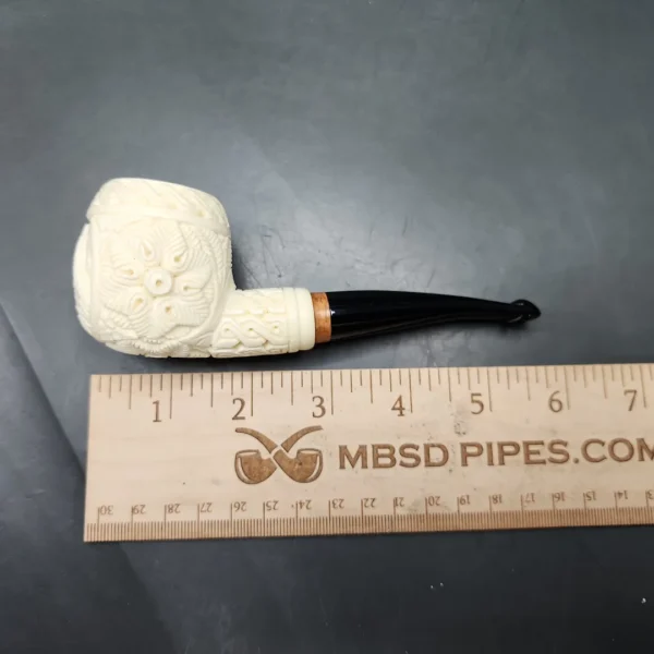 MBSD Meerschaum Deluxe Freemason Apple Block Meerschaum Pipe, Briar-Mortise, 9mm - Image 9