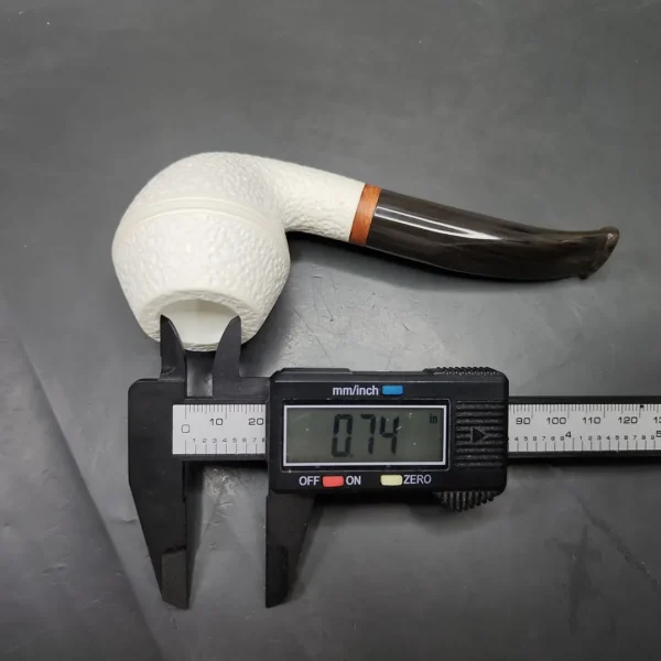 MBSD Meerschaum Deluxe Rusticated Rhodesian Block Meerschaum Pipe, Briar-Mortise, 9mm - Image 9