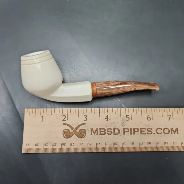 MBSD Meerschaum Deluxe Smooth Cutty Block Meerschaum Pipe, Briar-Mortise, 9mm - Image 9